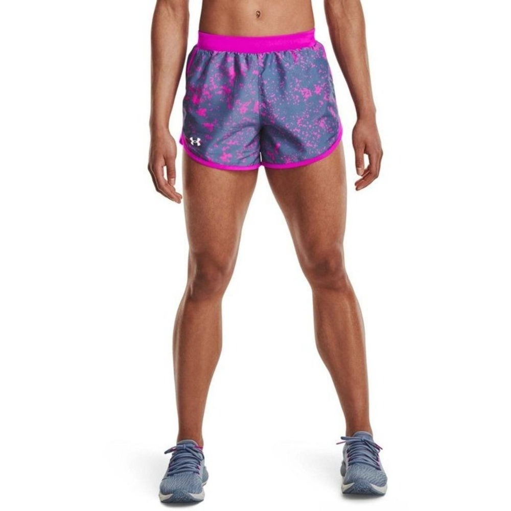Under Armour Womens Fly by 2.0 Printed Running Shorts Mineral Blue X-Small